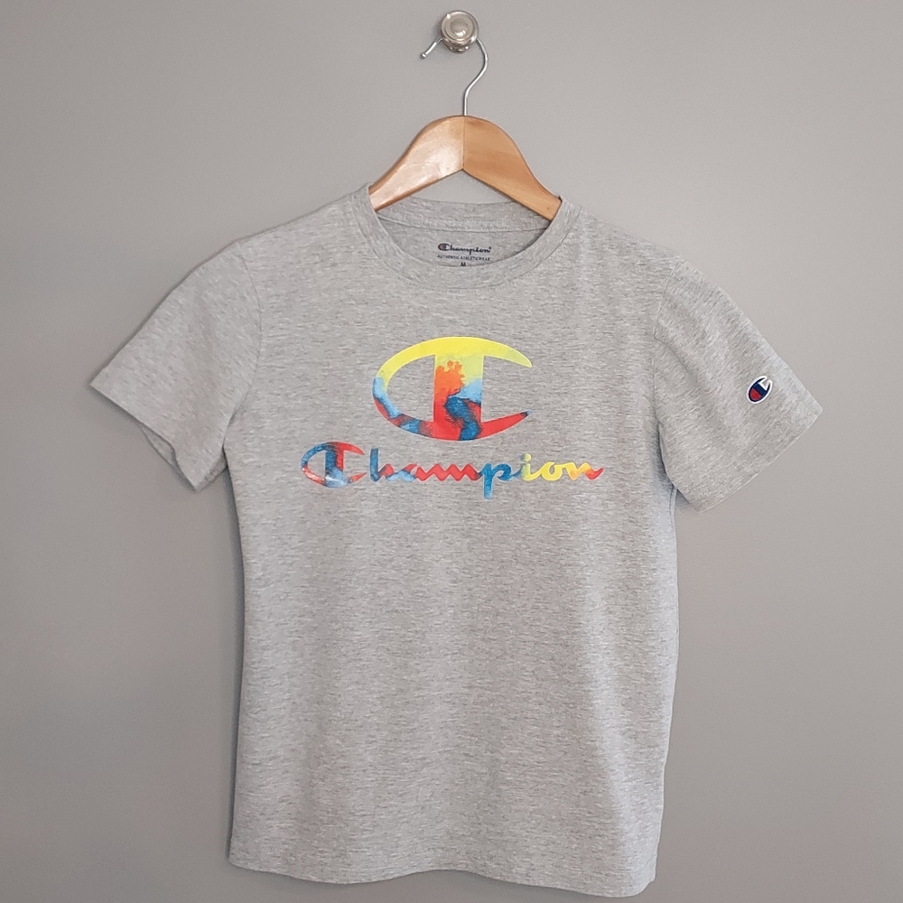Champion, Heather gray, sz M, graphic tshirt